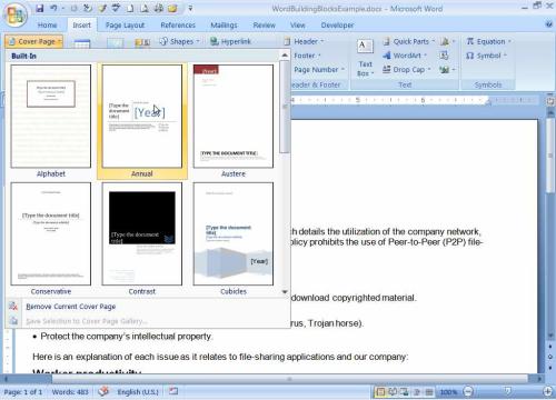 Assemble Professional Documents with Word 2007's Building Blocks
