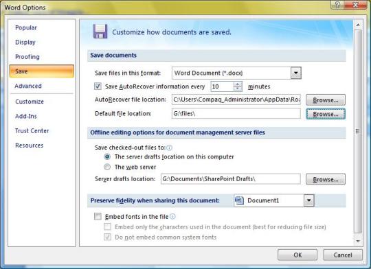 How To Change Your Default Document Folder Location in Word 2007